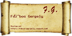 Fábos Gergely névjegykártya